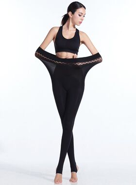 春秋微透苹果臀加肥加大裤绒感缎面孕妇踩跟中厚连裤袜女袜37055B