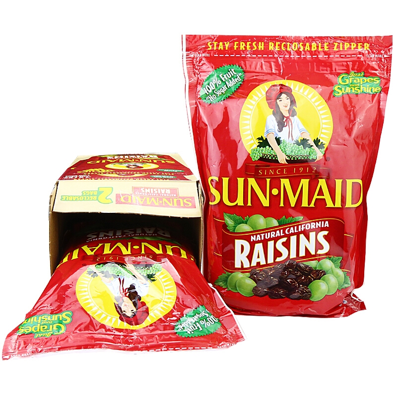 美国进口SUN MAID阳光少女加州葡萄干提子干 907g红色袋装 零食