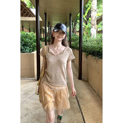 4640HelloooEat通勤百搭亚麻短袖
