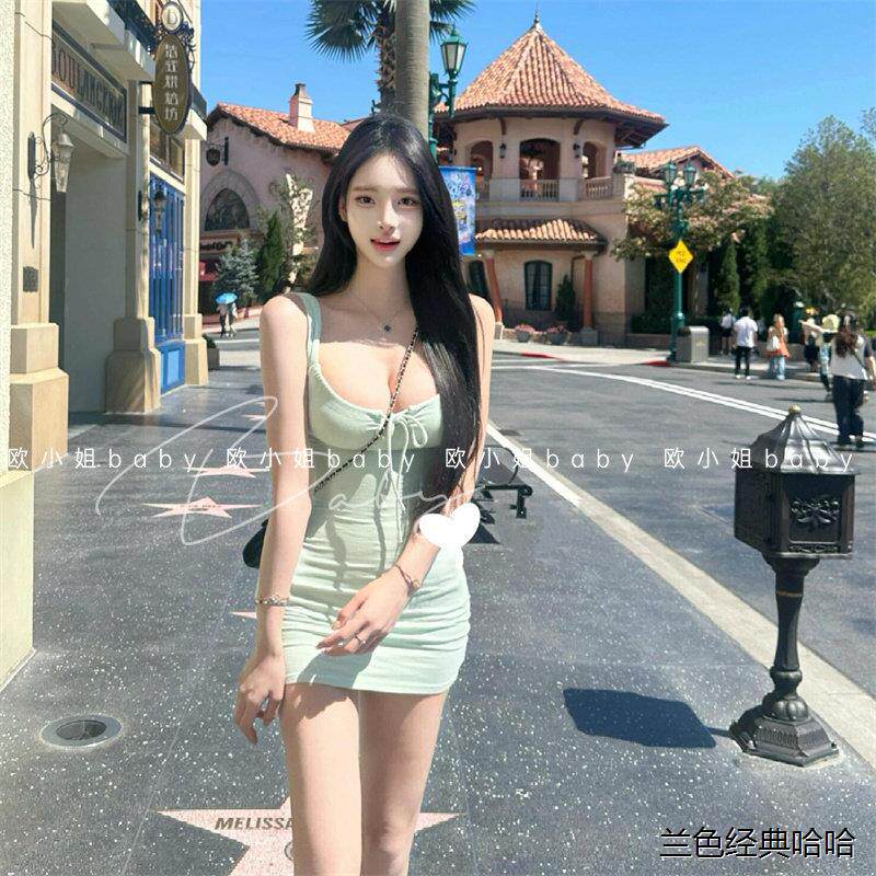 纯欲性感无袖背心抽绳系