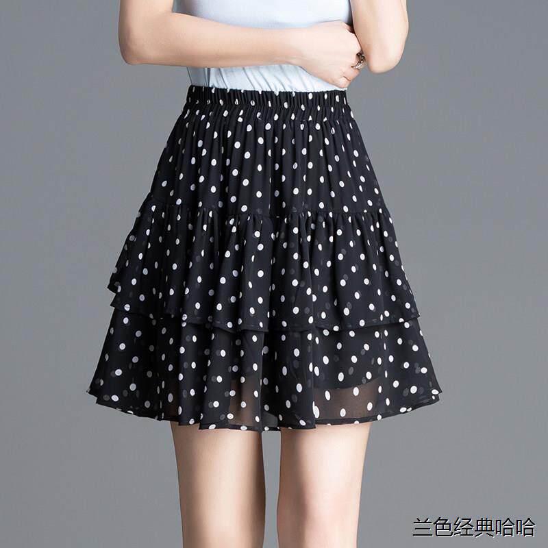 波点半身裙夏季女夏碎花