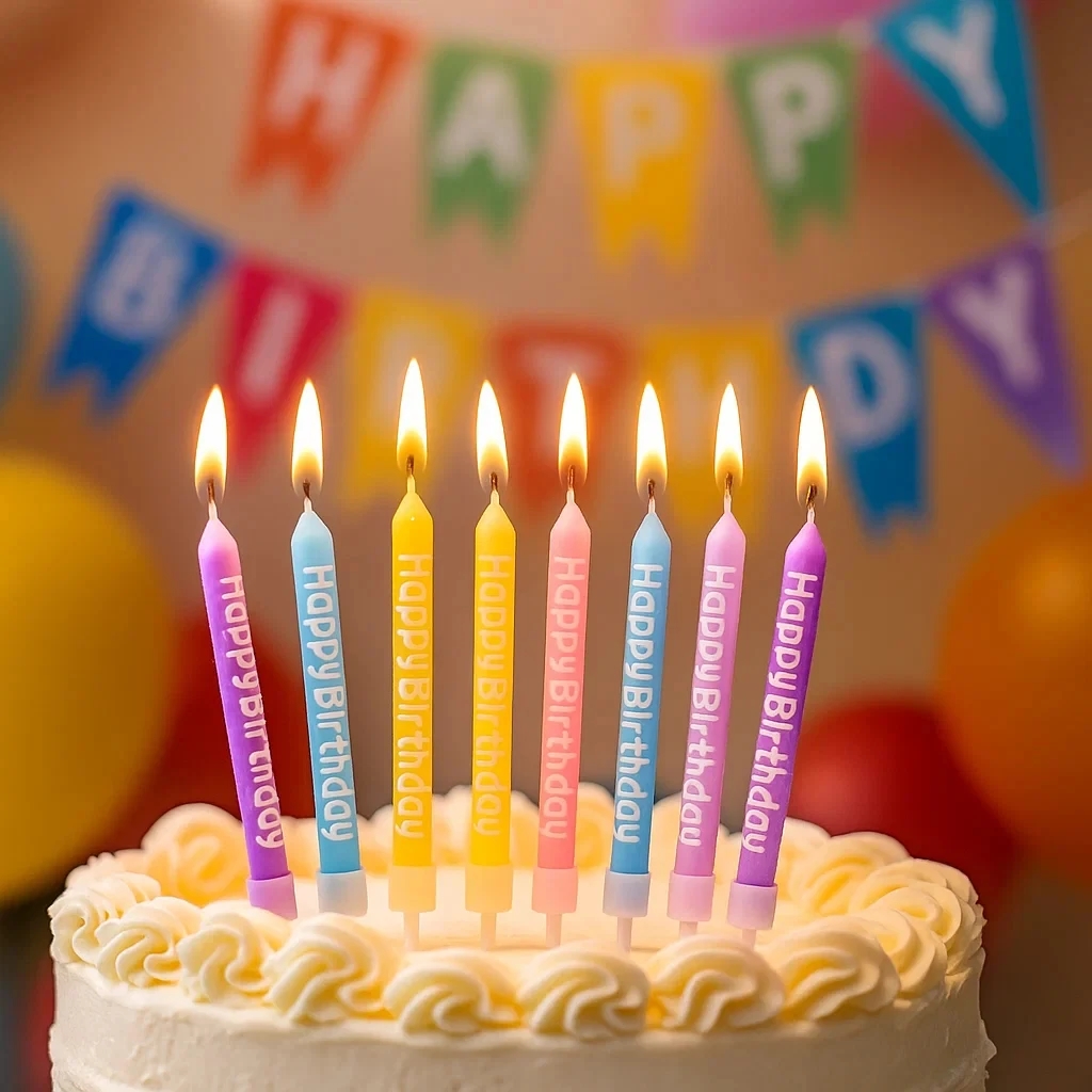 网红糖果彩字母生日快乐铅笔蜡烛蛋糕装饰 儿童生日派对烘焙插件