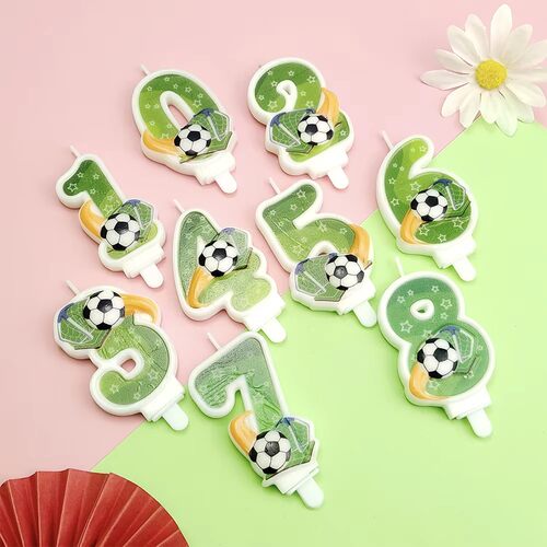 创意卡通足球数字蜡烛绿色足球铅笔蜡烛儿童男士生日派对蜡烛插件