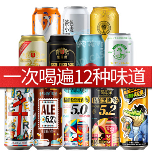 国产啤酒500ml*12罐装 精酿啤酒组合装白啤黄啤黑啤混合多种口味