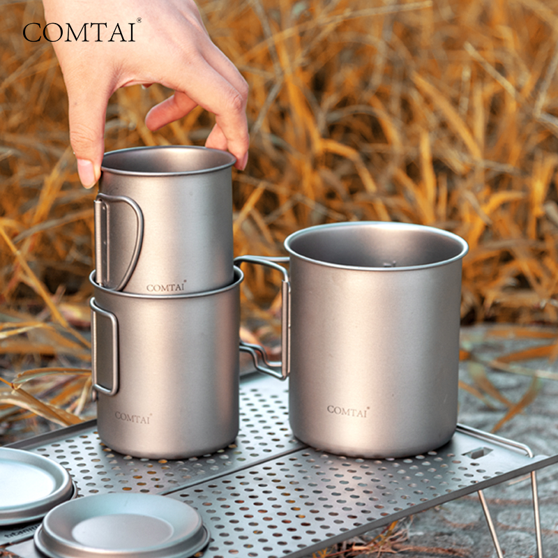 COMTAI纯钛水杯户外单层钛杯野营旅游超轻便携钛杯马克杯支持刻字