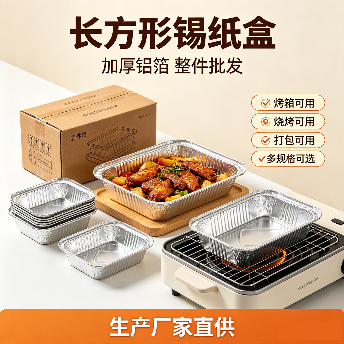 长方形铝箔餐盒锡纸盒烧烤专用