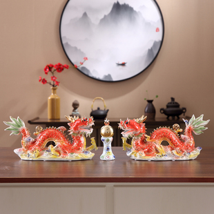 陶瓷龙摆件家居旺财中式客厅镇宅保平安摆设生肖龙手工工艺品礼品