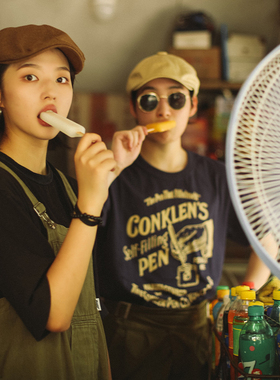 未兑商店阿美咔叽日系复古四季款报童帽百搭休闲男女可调节前进帽