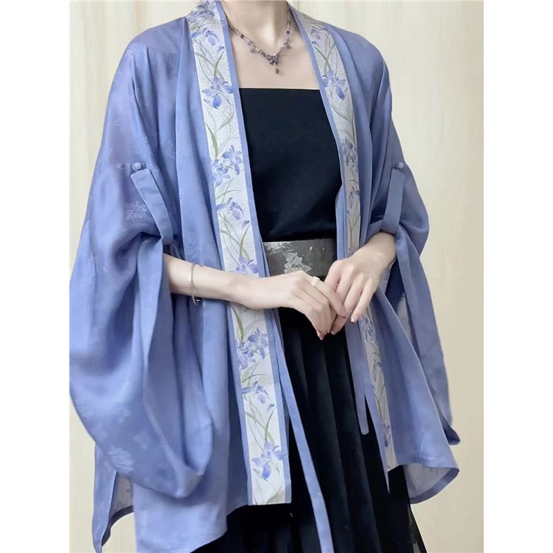 大码汉服胖mm200斤宋制半袖国风百褶裙改良开衫新中式日常夏季