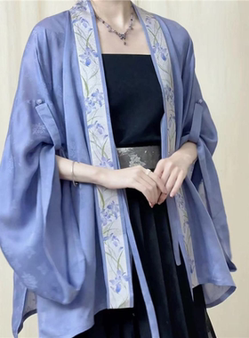 大码汉服胖mm200斤宋制半袖国风百褶裙改良开衫新中式日常夏季