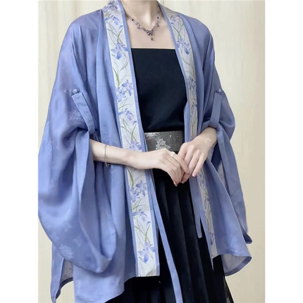 大码汉服胖mm200斤宋制半袖国风百褶裙改良开衫新中式日常夏季