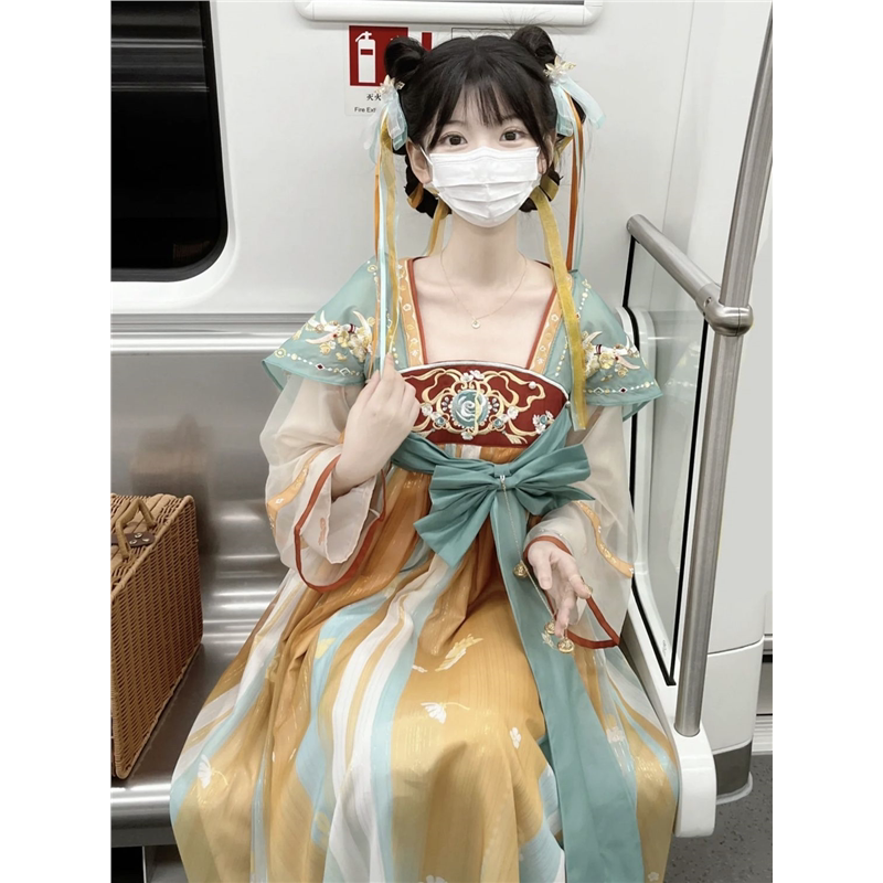 原创汉服女【遇见神鹿】瑶瑶公主唐制国风汉元素连衣裙可爱日常夏