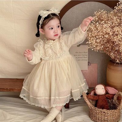 女童漂亮公主裙子秋冬装宝宝周岁生日礼服甜美超仙网纱长袖连衣裙