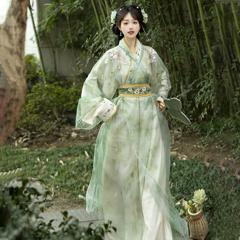兮织锦原创井天2026新款汉服女直裾清新改良战国袍紫色汉服齐腰