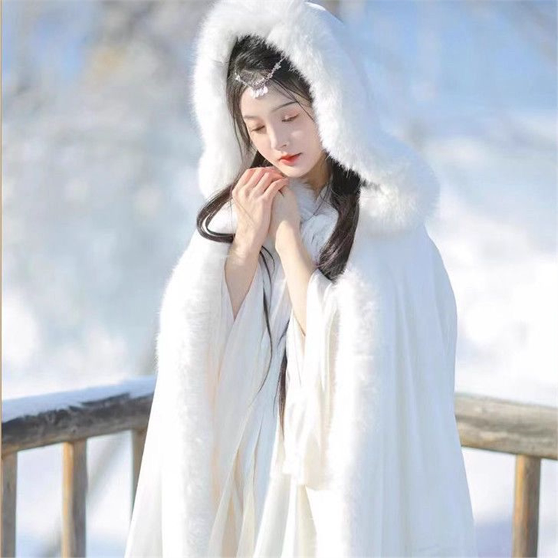 汉服斗篷女冬季新款中国风婚礼服大毛领毛妮加绒加厚超仙保暖披风