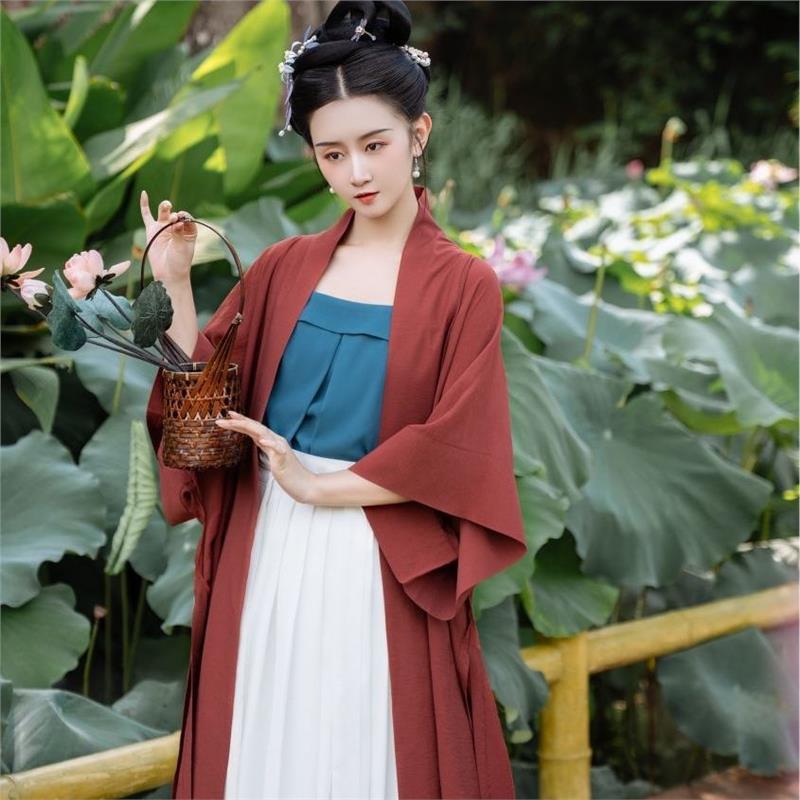原创汉服女仿宋长干寺长衫日常百搭纯色春夏秋冬款超仙外衫白菜价