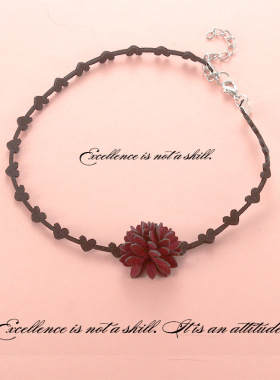 韩国大方高贵风花朵短款锁骨链