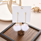 s925银秋冬新款 毛球耳钉2020款 猫耳朵耳环女气质甜美流苏百搭耳夹