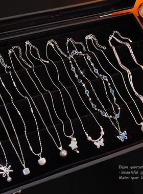 轻奢百搭珍珠项链女风气质高级感镶钻蝴蝶锁骨链颈链配饰