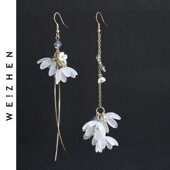 韩版 山茶花瓣耳环复古超仙森系文艺花朵耳坠耳饰品无耳洞耳夹 新款