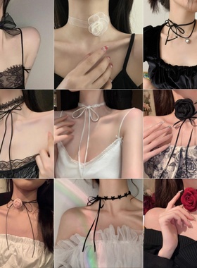 网红项圈颈链choker锁骨链女夏颈带脖子蕾丝配饰品2025年新款项链