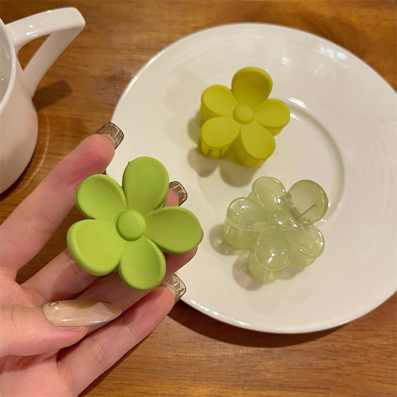 磨砂花朵抓夹马尾固定后脑勺防塌