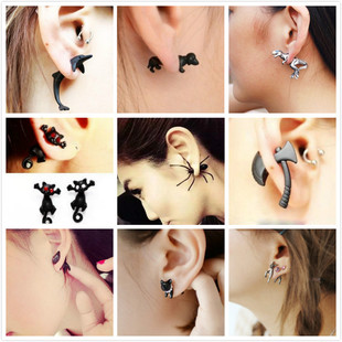 韩版饰品 明星同款朋克蜘蛛前后式时尚耳饰耳圈耳钉耳环女 单个价