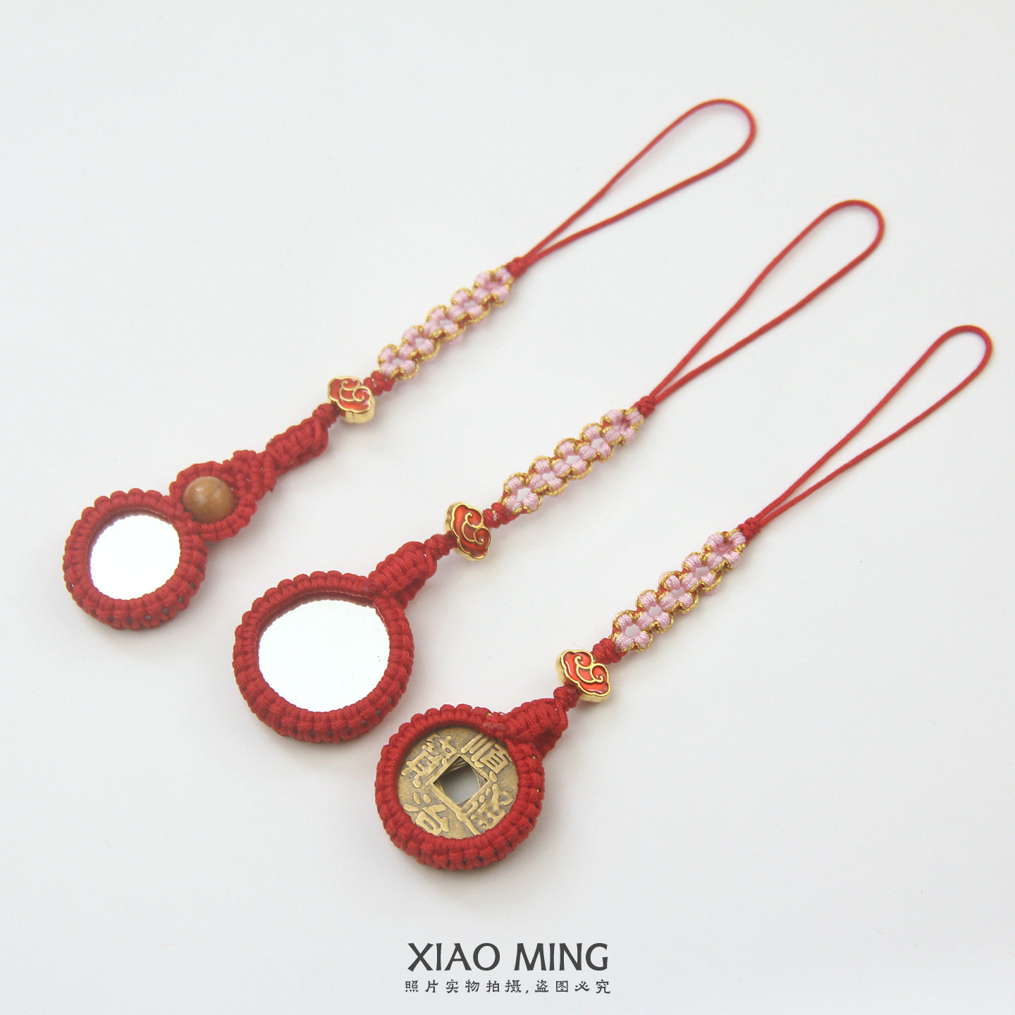 手工编织迷你小镜子手机链
