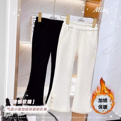 加绒加厚女童休闲裤子秋冬新款