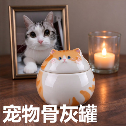 新品原创陶瓷宠物骨灰盒猫咪防潮密封罐毛发纪念离世殡葬收纳骨盅