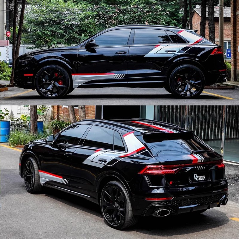 奥迪RSQ8车贴拉花RS6 S5 S7车身改装侧裙贴纸个性装饰纸机盖贴