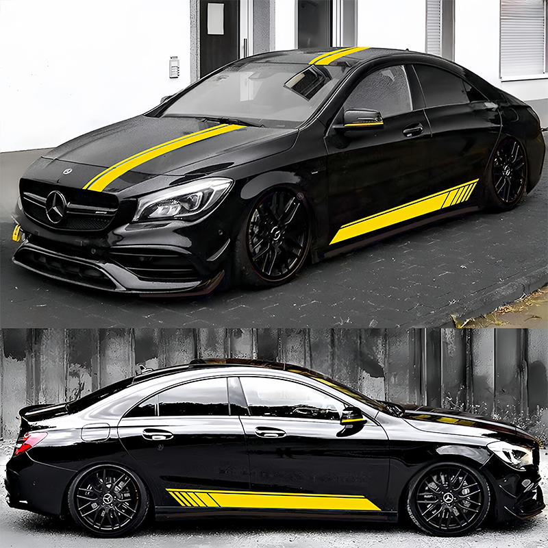 适用于奔驰CLA45车贴拉花CLA35 200 260个性改装机盖侧裙装饰贴纸