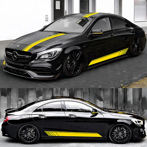 适用于奔驰CLA45车贴拉花CLA35 200 260个性改装机盖侧裙装饰贴纸