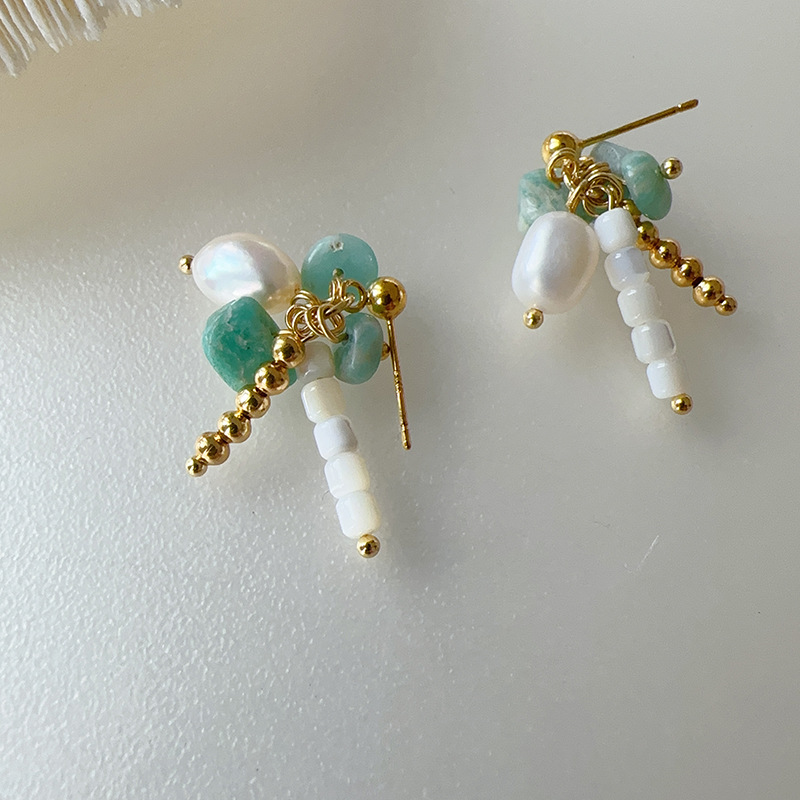 复古女清新绿松石氛围感耳饰