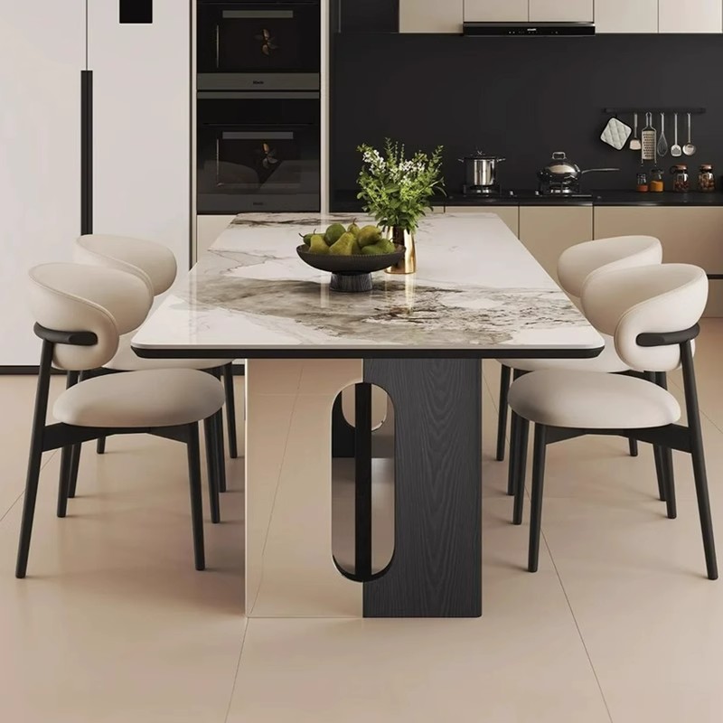 岩板餐桌椅2025新款现代简约轻奢饭台客厅家用小户型长方形饭桌