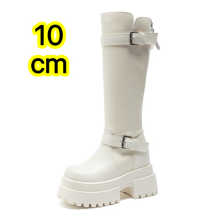 10cm小个子厚底内增高长筒靴女靴子2025新款百搭显瘦高筒靴骑士靴