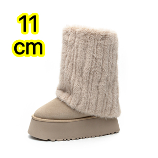 11cm小个子厚底内增高雪地靴女2025新款 休闲中筒靴保暖 百搭松糕鞋