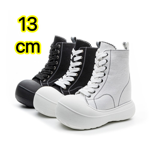 13cm隐形内增高帆布鞋厚底大头鞋