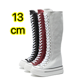 小个子松糕鞋 13cm超高跟隐形内增高女板鞋 帆布增高长靴高筒靴板鞋