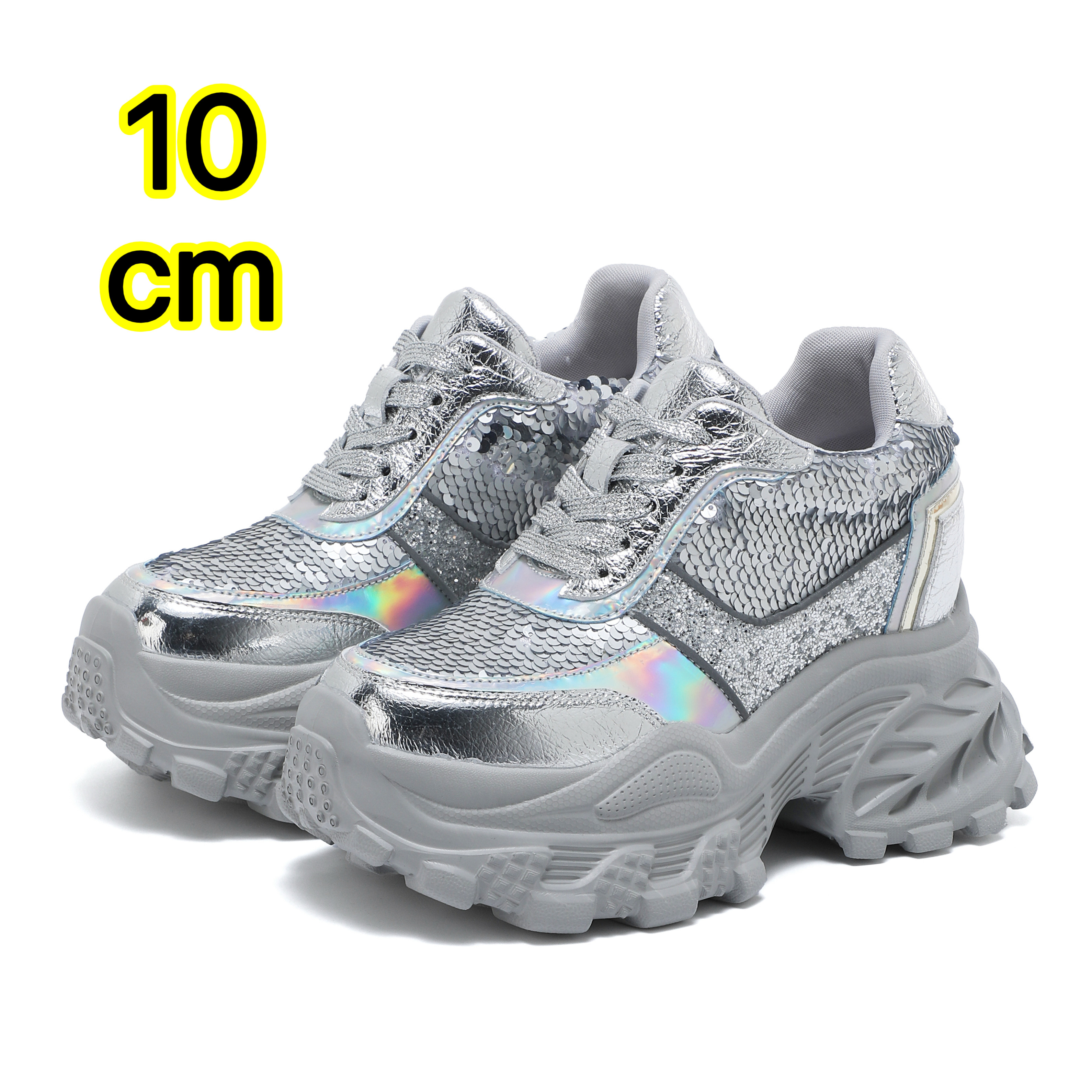 10cm厚底内增高老爹鞋小个子亮片运动鞋增高百搭女鞋2026春季新款