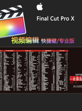 FCPX苹果快捷键鼠标垫Final Cut视频剪辑Mac剪映自媒体编辑达芬奇