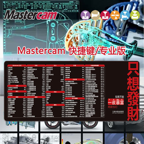 MC快捷键鼠标垫Mastercam数控加工编程机床CAD/CAM办公工位桌垫