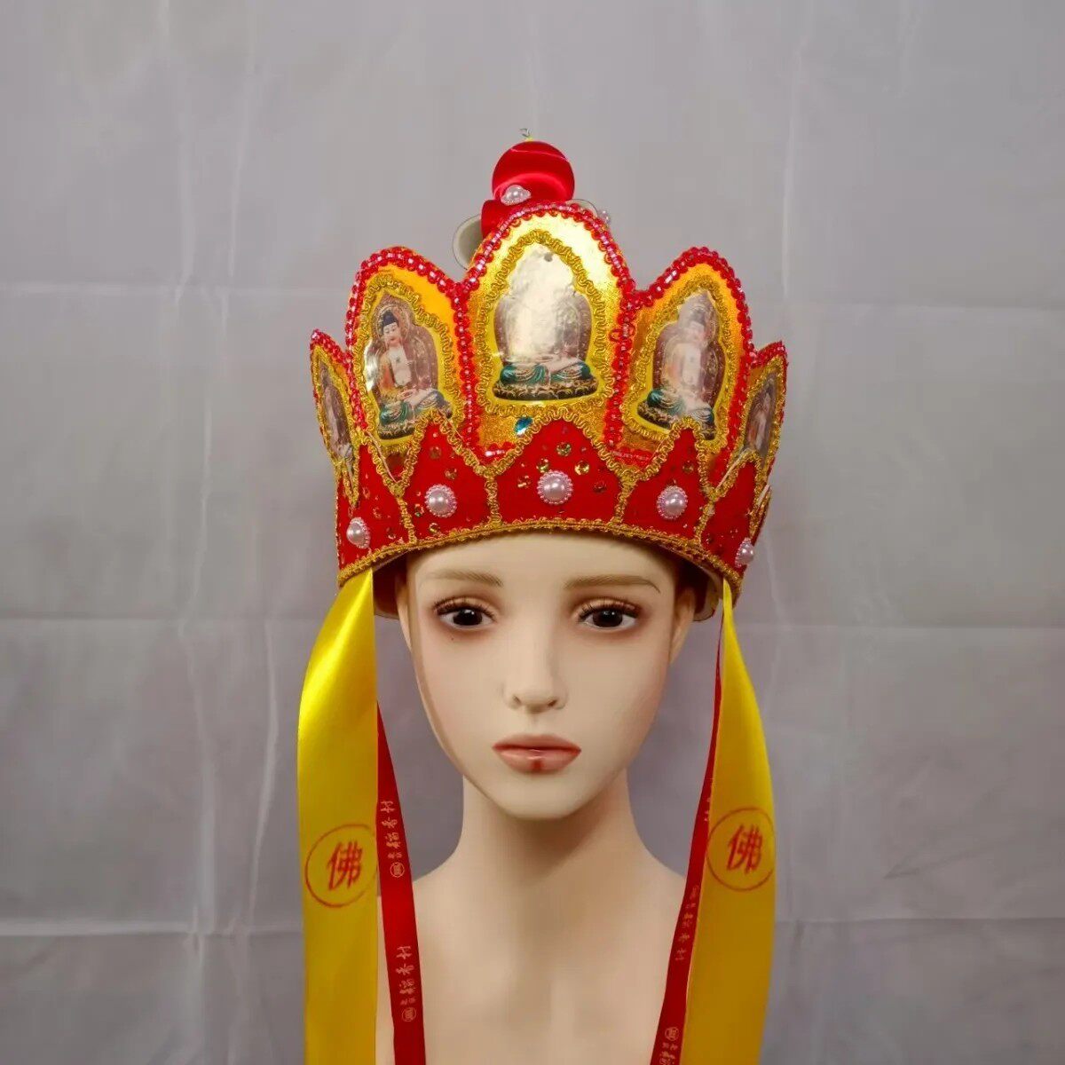 特卖新款唐僧帽佛家用品五佛冠毗罗帽毗卢帽五佛帽道具西游记道具