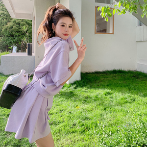 高级感运动套装女夏2023时尚盐系穿搭炸街休闲卫衣工装短裤两件套