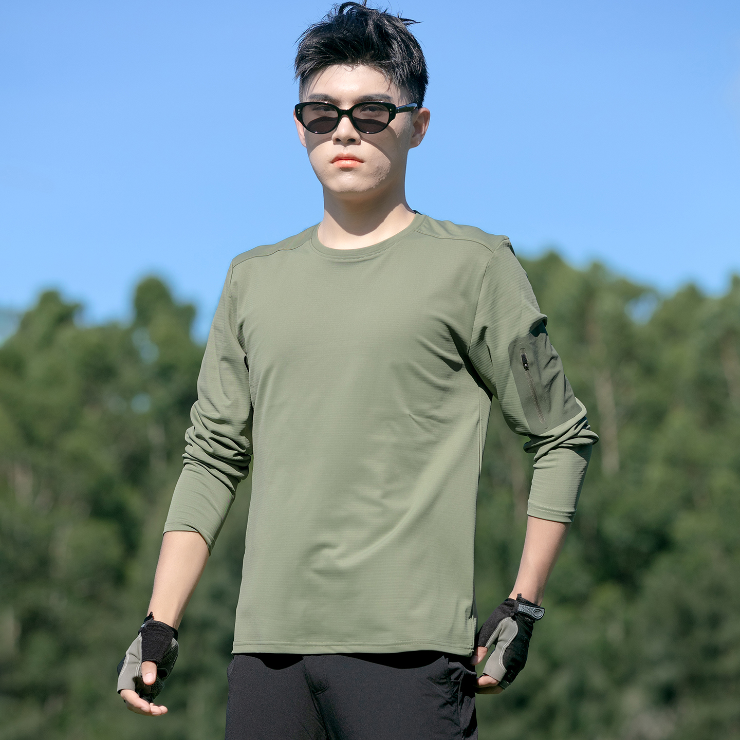 速干衣运动男式春秋健身跑步户外骑行训练服弹力透气圆领长袖t恤