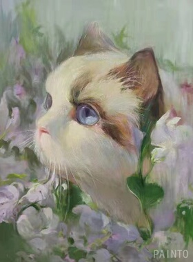 创意宠物动物油画 高级感装饰画水彩丙烯 美院画师纯手绘私人定制