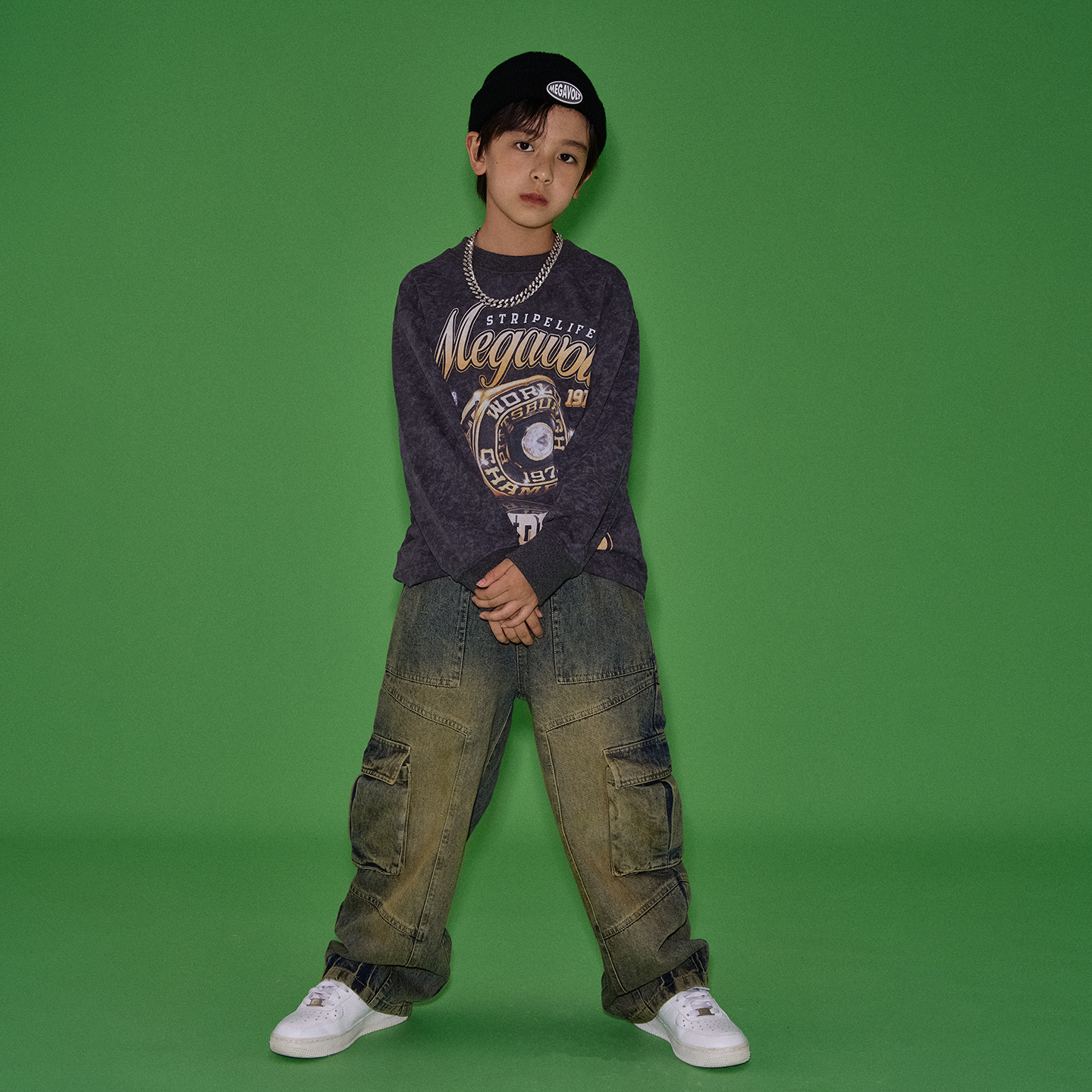 MEGAVOLT儿童美式复古街舞卫衣