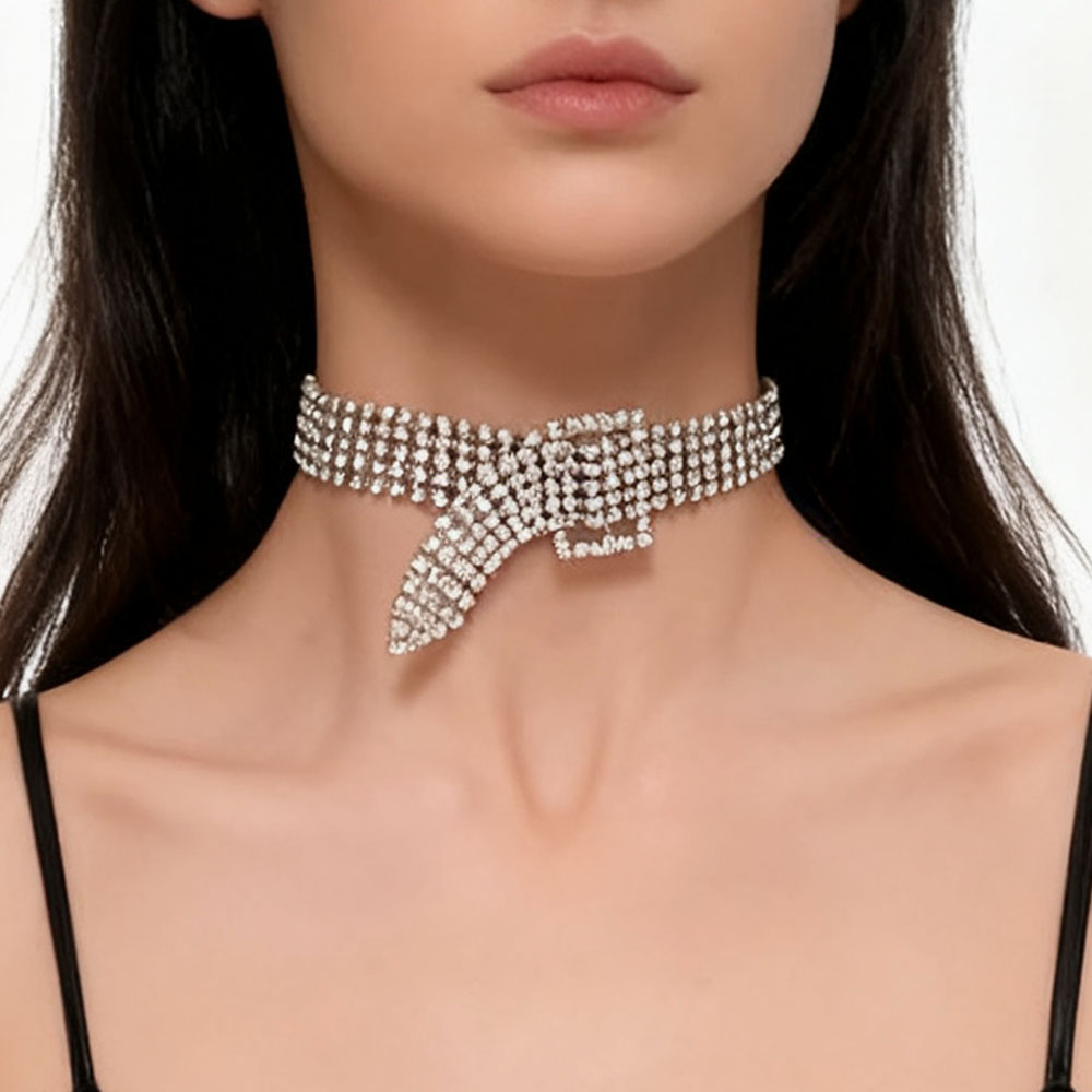 时尚超闪满钻镂空颈圈项链女
