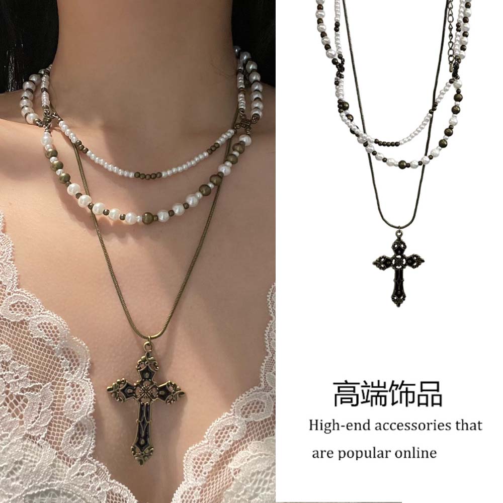 欧美复古暗黑哥特风十字架项链女