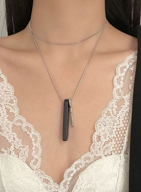 韩国新款简约木条钥匙吊坠项链女